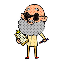 Fototapeta premium cartoon curious man with beard and sunglasses