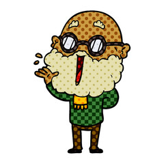 cartoon joyful man with beard