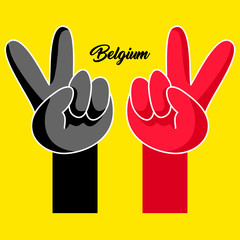 Fototapeta premium Victory hands. National flag of Belgium