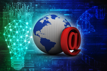 3d illustration Network community concept . globe with e mail sign
