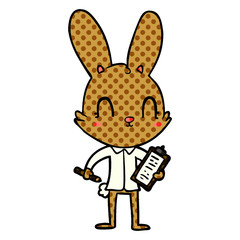 cute cartoon rabbit with clipboard