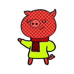happy cartoon pig