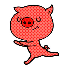 happy cartoon pig