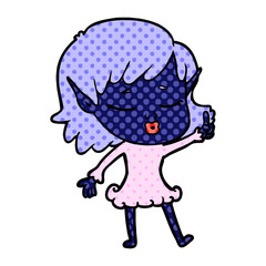 pretty cartoon elf girl with question