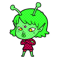 pretty cartoon alien girl