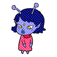 pretty cartoon alien girl