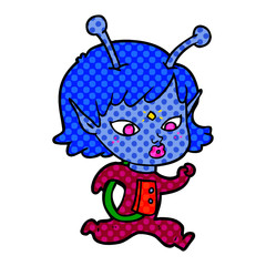 pretty cartoon alien girl running