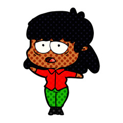 cartoon tired woman