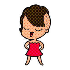 happy cartoon girl in cocktail dress