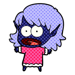 cartoon shocked elf girl