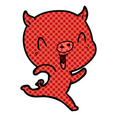 happy cartoon pig running