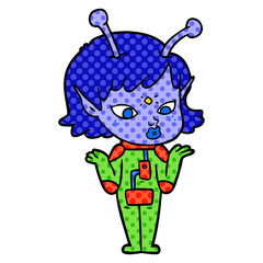 pretty cartoon alien girl