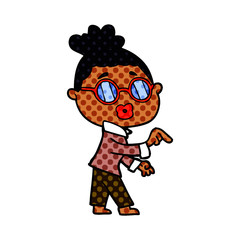 cartoon woman wearing spectacles