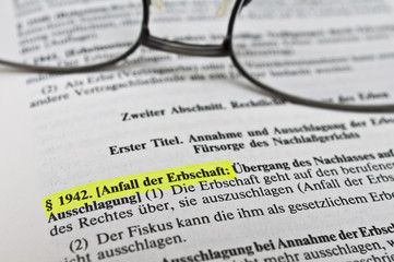 Obraz premium Erbrecht § 1942 BGB 