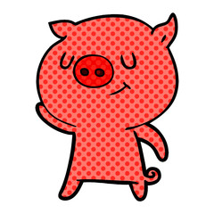happy cartoon pig