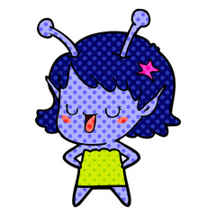 happy alien girl cartoon