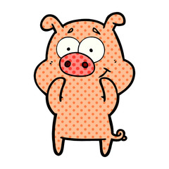 happy cartoon pig