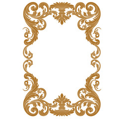 Golden vintage border frame engraving with retro ornament pattern in antique baroque style decorative design. Vector