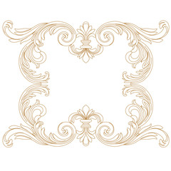 Golden vintage baroque ornament, corner. Retro pattern antique style acanthus. Decorative design element filigree calligraphy vector. - stock vector