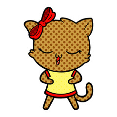 cartoon cat with bow on head