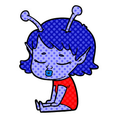 cute alien girl cartoon