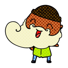 happy man with beard and winter hat