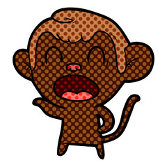 shouting cartoon monkey pointing