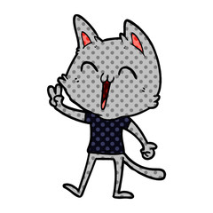 happy cartoon cat meowing