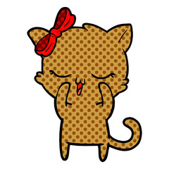 cartoon cat with bow on head