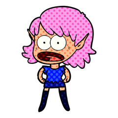 Obraz premium cartoon shocked elf girl