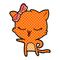 cartoon cat with bow on head