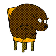 cartoon bear sitting on chari