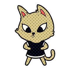 confused cartoon cat in clothes