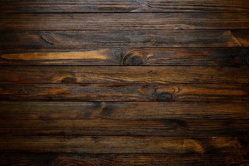 Obraz premium Natural wood texture. Wood background. Dark rustic planks table top flat lay view.