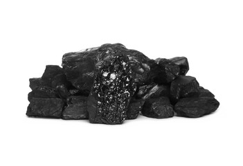 Fototapeta premium Coal pile isolated on white background