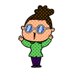 cartoon woman wearing spectacles