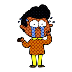cartoon worried crying man