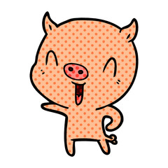 happy cartoon pig