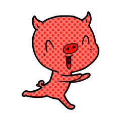 happy cartoon pig running