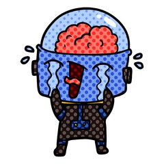 cartoon crying robot