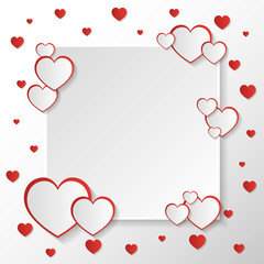 San Valentine invitation card composition with white square space to writing message, text or name