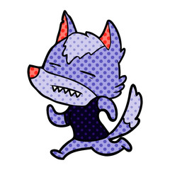 cartoon wolf showing teeth