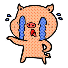 crying pig cartoon