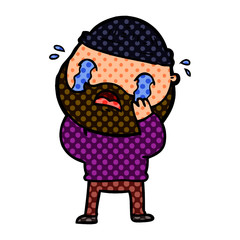 cartoon bearded man crying