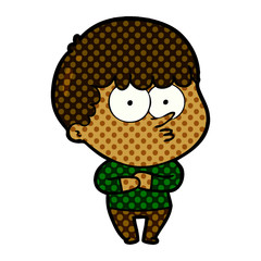 cartoon curious boy