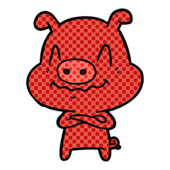nervous cartoon pig