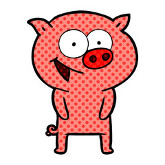 cheerful pig cartoon