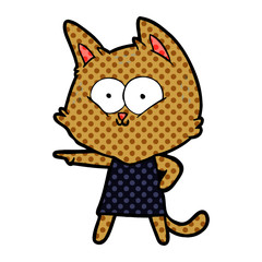 cartoon cat girl pointing