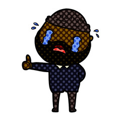 cartoon bearded man crying