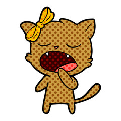 cartoon yawning cat